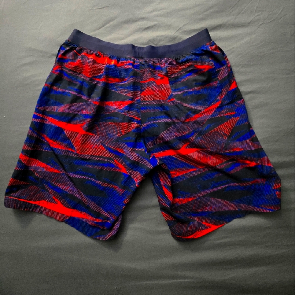 Nike Vibrant Red and Blue Patterned Swim TRUNKS (NWOT)